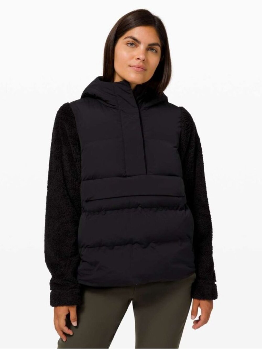 Lululemon Cozy Climate Pullover Down Jacket Black 6 Hooded Fall Winter Outdoor